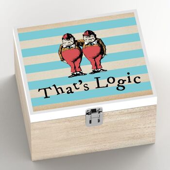 P7780 - C'est Logic Illustration sur le thème d'Alice au pays des merveilles sur une boîte en bois 1
