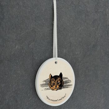 P7789 - Illustration sur le thème du chat du Cheshire Alice au pays des merveilles sur ornement en céramique 2