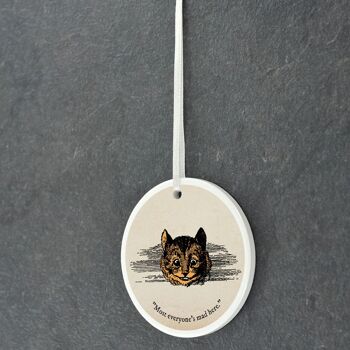 P7789 - Illustration sur le thème du chat du Cheshire Alice au pays des merveilles sur ornement en céramique 3