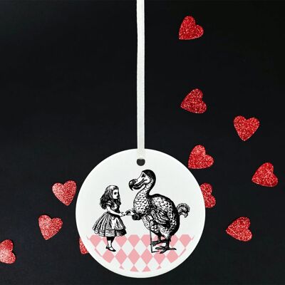 P7798 - Dodo Alice In Wonderland Themed Illustration On Ceramic Ornament