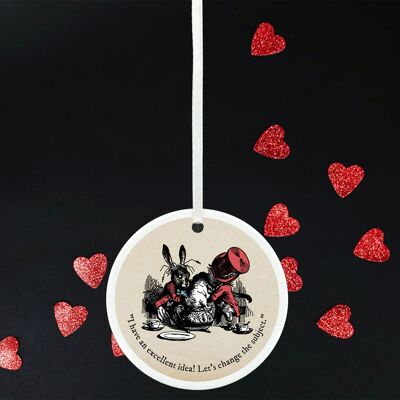 P7805 - Excellent Idea Alice In Wonderland Themed Illustration On Ceramic Ornament