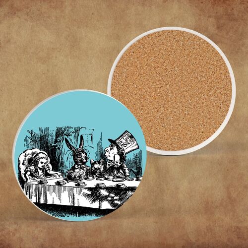 P7818 - Tea Party Alice In Wonderland Themed Illustration On Ceramic Coaster