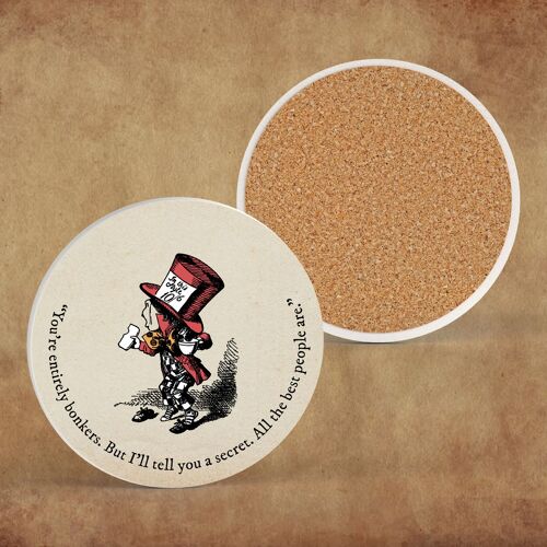 P7819 - Entirely Bonkers Alice In Wonderland Themed Illustration On Ceramic Coaster