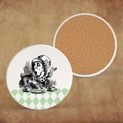 P7826 - Mad Hatter Alice In Wonderland Themed Illustration On Ceramic Coaster