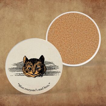 P7830 - Illustration sur le thème du chat du Cheshire Alice au pays des merveilles sur un sous-verre en céramique 1