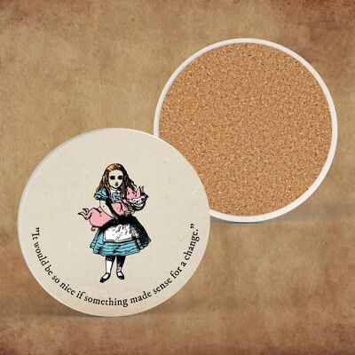 P7840 - Alice Sense Alice In Wonderland Themed Illustration On Ceramic Coaster