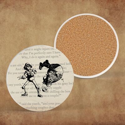 P7841 - Somersault Alice In Wonderland Themed Illustration On Ceramic Coaster