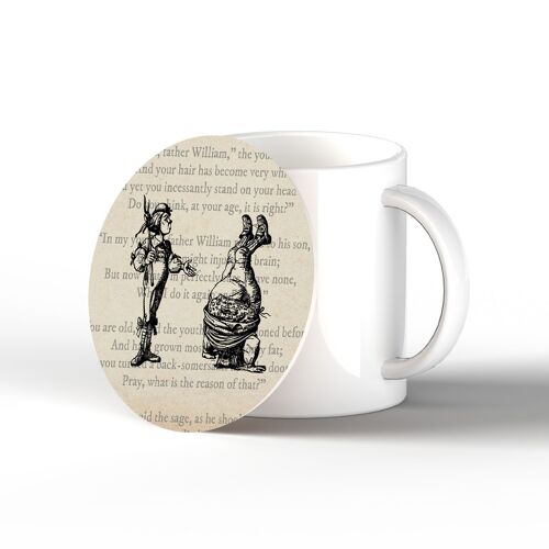 P7842 - Headstand Alice In Wonderland Themed Illustration On Ceramic Coaster