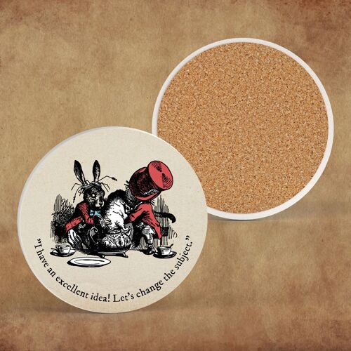 P7843 - Excellent Idea Alice In Wonderland Themed Illustration On Ceramic Coaster