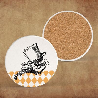 P7844 - Mad Hatter Alice In Wonderland Themed Illustration On Ceramic Coaster