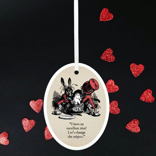 P7854 - Excellent Idea Alice In Wonderland Themed Illustration On Ceramic Ornament