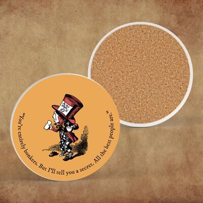 P7872 - Entirely Bonkers Alice In Wonderland Themed Illustration On Ceramic Coaster