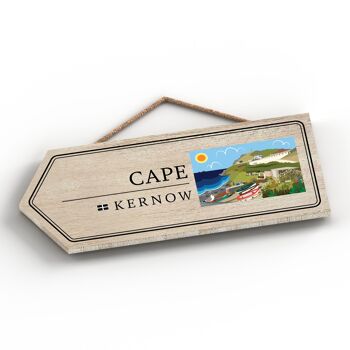 P7879 - Cape Works Of K Pearson Seaside Town Illustration Flèche en bois Plaque à suspendre 2