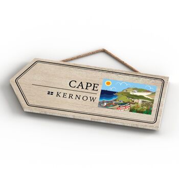 P7879 - Cape Works Of K Pearson Seaside Town Illustration Flèche en bois Plaque à suspendre 4