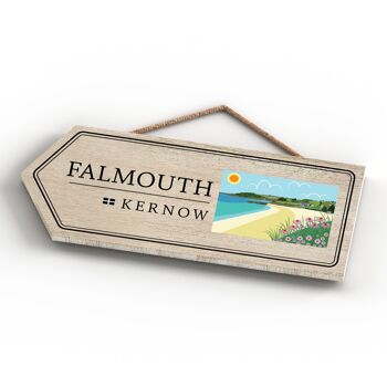 P7882 - Falmouth Works Of K Pearson Seaside Town Illustration Flèche en bois Plaque à suspendre 4
