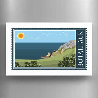 P7892 - Botallack Works Of K Pearson Seaside Town Illustration Calamita in legno