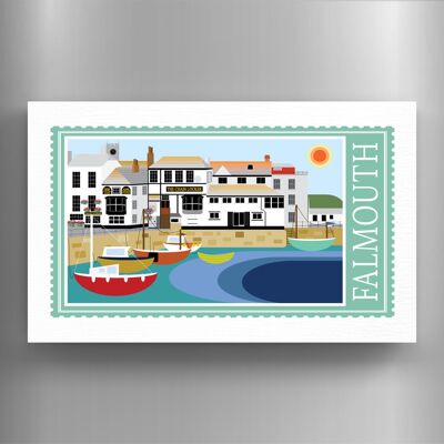 P7897 - Falmouth Works Of K Pearson Seaside Town Illustration Wooden Magnet
