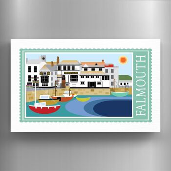 P7897 - Falmouth Works Of K Pearson Seaside Town Illustration Aimant en bois