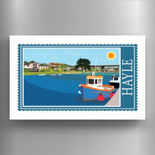 P7902 - Hayle Works Of K Pearson Seaside Town Illustration Wooden Magnet