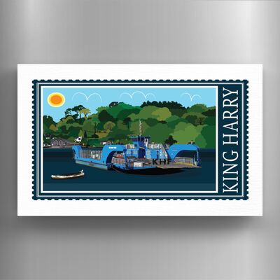 P7904 - King Harry Ferry Works Of K Pearson Seaside Town Illustration Wooden Magnet