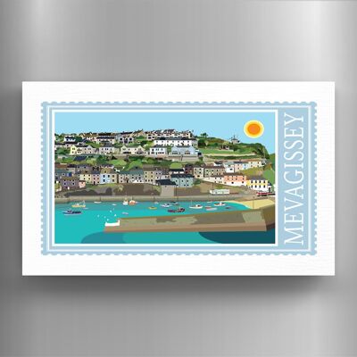 P7907 - Mevagissey Works Of K Pearson Seaside Town Illustration Wooden Magnet