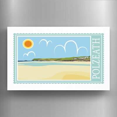 P7921 - Polzeath Works Of K Pearson Seaside Town Illustration Wooden Magnet