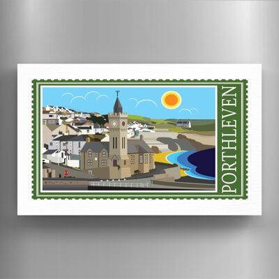 P7923 - Porthleven Works Of K Pearson Seaside Town Illustration Wooden Magnet