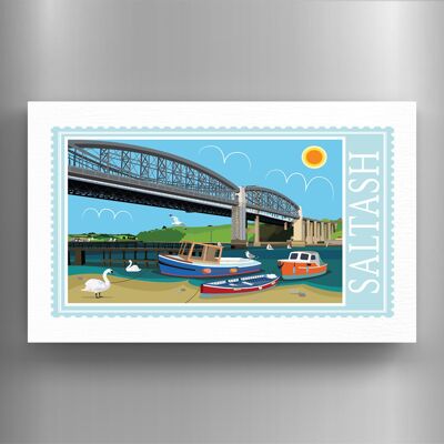 P7928 - Saltash Works Of K Pearson Seaside Town Illustration Holzmagnet