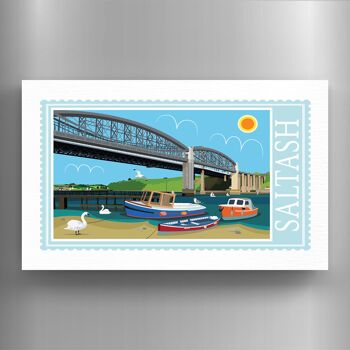 P7928 - Saltash Works Of K Pearson Seaside Town Illustration Aimant en bois