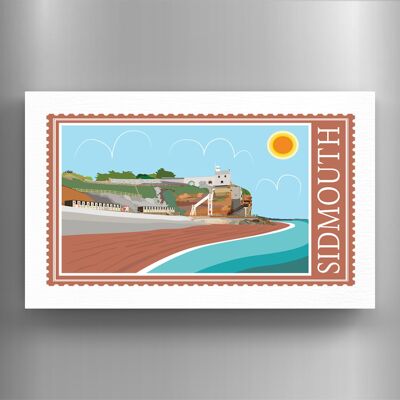 P7929 - Sidmouth Works Of K Pearson Seaside Town Illustration Wooden Magnet