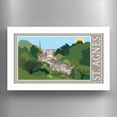 P7930 - St Agnes Works Of K Pearson Seaside Town Illustration Wooden Magnet