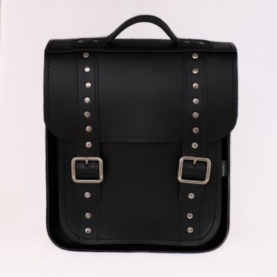 Handmade Leather City Backpack - Gothic Studded - Black
