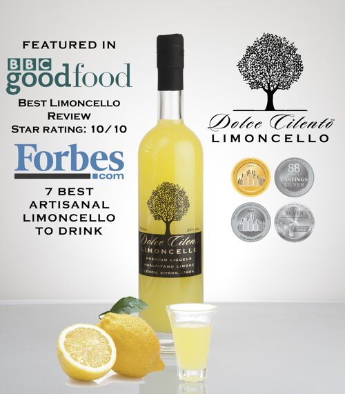 Limoncello Liqueur 700ml 25% Dolce Cilento Italian Lemon Liquor 4 Medals