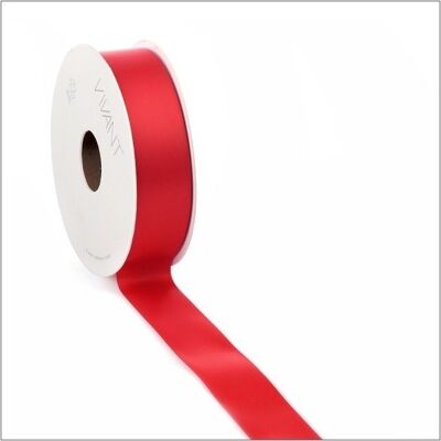 Satin ribbon - red - 25 mm x 25 metres