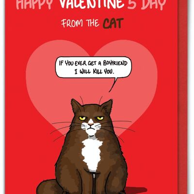 Funny Bryony Walters Valentines Card - From Cat