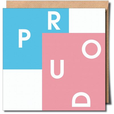 Tarjeta de felicitación orgullosa transgénero.