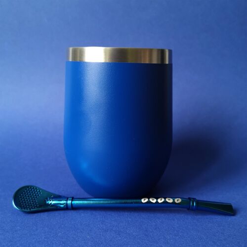 Kit Calebasse EVASION bleue (340ml) et bombilla pour maté