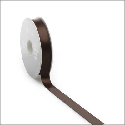 Satin ribbon - chocolate - 10 mm x 25 meters