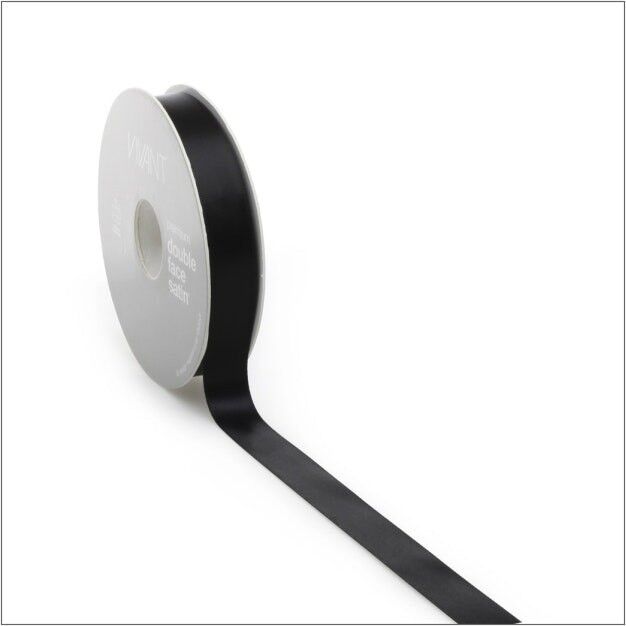Satin ribbon - black - 16mm x 25 metres