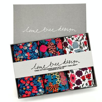 3 Hankies made with Liberty Tana Lawn - Sangria