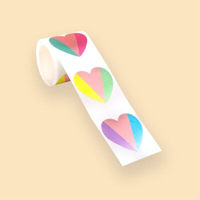 STICKERS ON A ROLL - Heart - PET Material