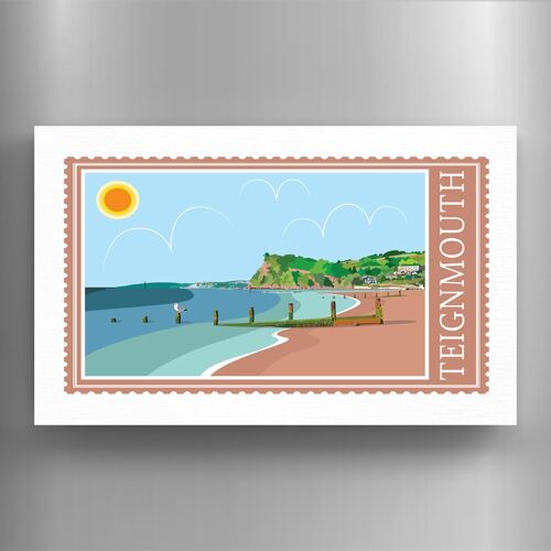 P7934 - Teignmouth Works Of K Pearson Seaside Town Illustration Wooden Magnet
