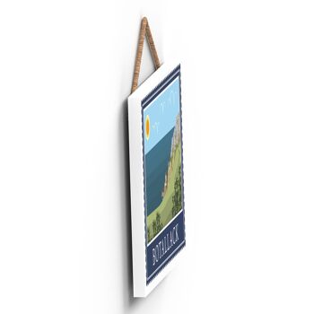 P7936 - Botallack Works Of K Pearson Seaside Town Illustration Plaque à suspendre en bois 3