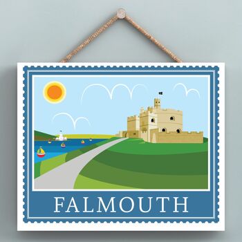 P7938 - Falmouth Works Of K Pearson Seaside Town Illustration Plaque à suspendre en bois 1