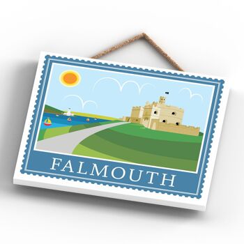 P7938 - Falmouth Works Of K Pearson Seaside Town Illustration Plaque à suspendre en bois 3