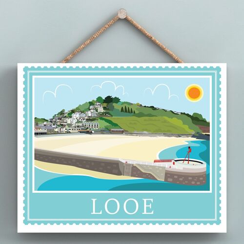 P7941 - Looe Works Of K Pearson Seaside Town Illustration Wooden Hanging Plaque