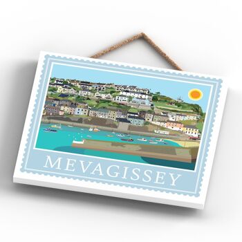 P7943 - Mevagissey Works Of K Pearson Seaside Town Illustration Plaque à suspendre en bois 4