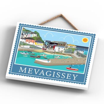 P7942 - Mevagissey Works Of K Pearson Seaside Town Illustration Plaque à suspendre en bois 4