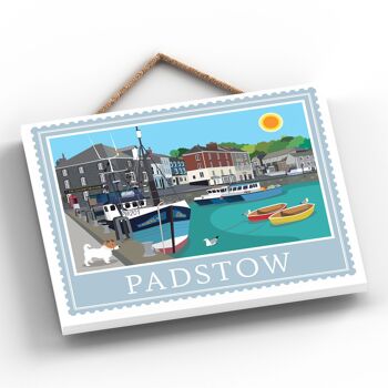 P7947 - Padstow Works Of K Pearson Seaside Town Illustration Plaque à suspendre en bois 2