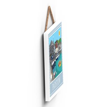 P7947 - Padstow Works Of K Pearson Seaside Town Illustration Plaque à suspendre en bois 3